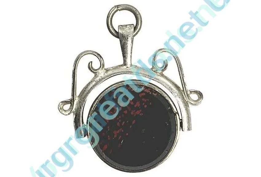 Silver & Art Glass Bloodstone Watch Fob