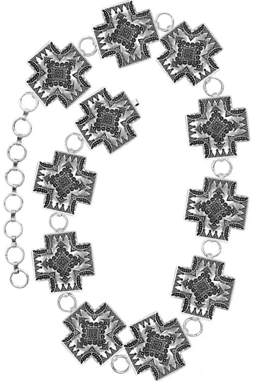 Silver Aztec Concho Belt