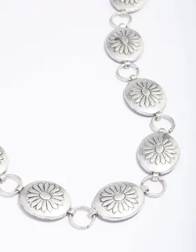 Silver Boho Flower Open Circle Belt