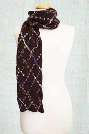 SOPHIE DIGARD LILAS VIGNE CROCHET WOOL SCARF