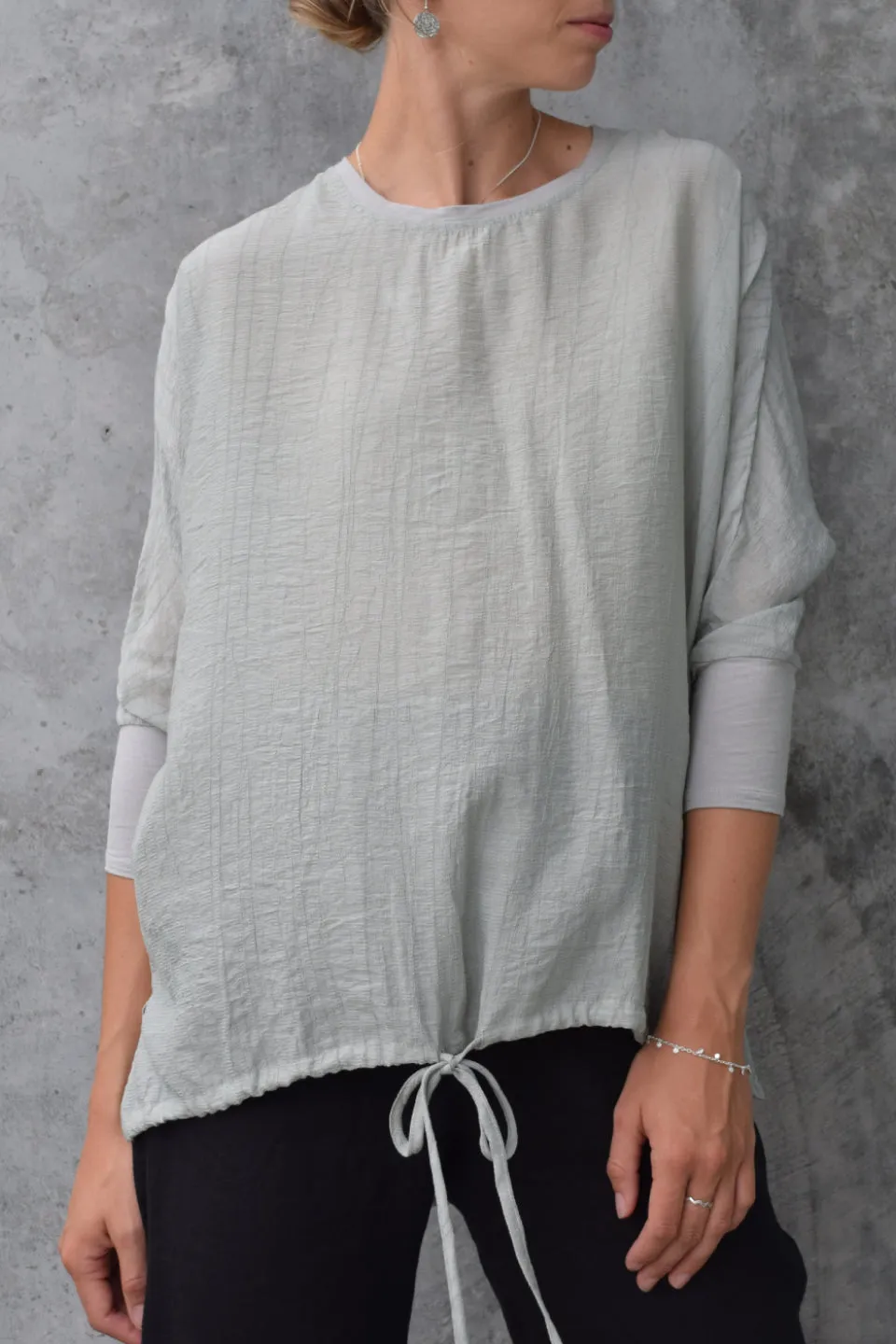 Summer Pavilion Sage Tie Hem Top