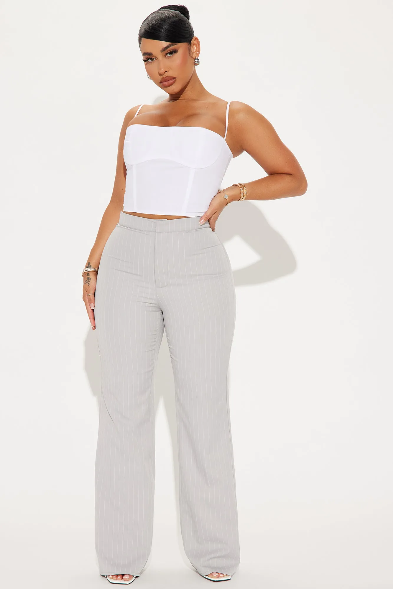 Sweet Salutations Pinstripe Trouser - Grey