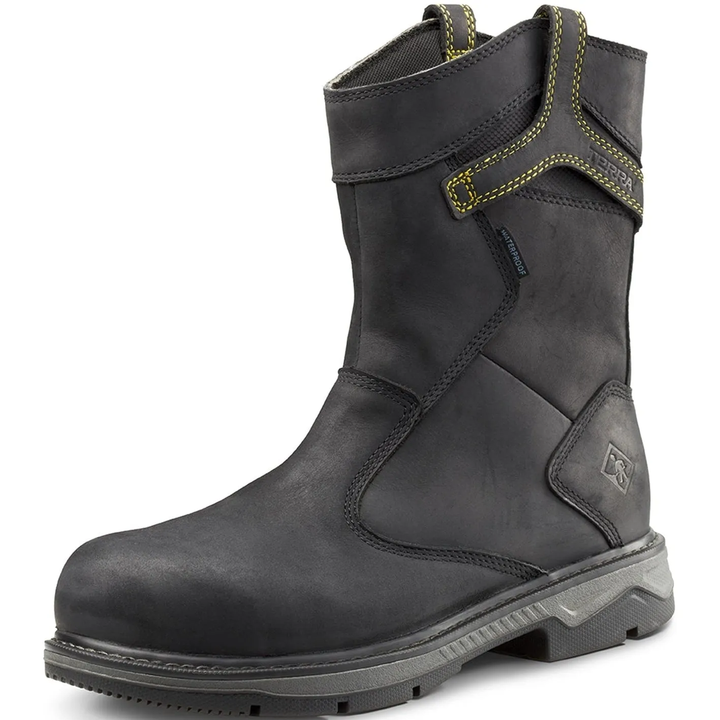 Terra Men's Patton AT Waterproof Pull-On Safety Work Boot -Black- 4TCBBK