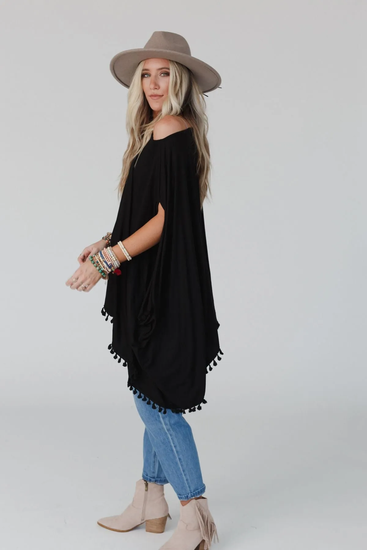 The Wren Tassel Tunic - Black