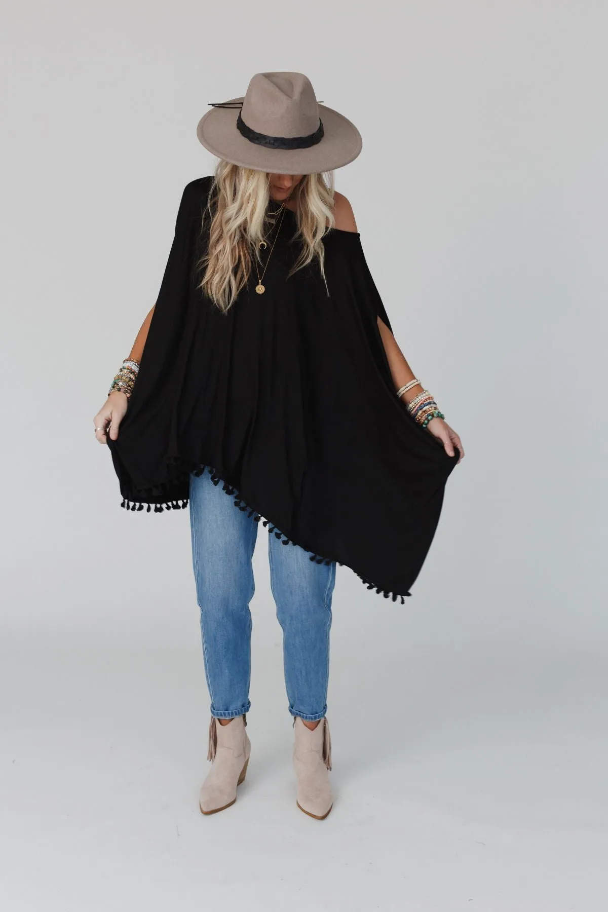 The Wren Tassel Tunic - Black