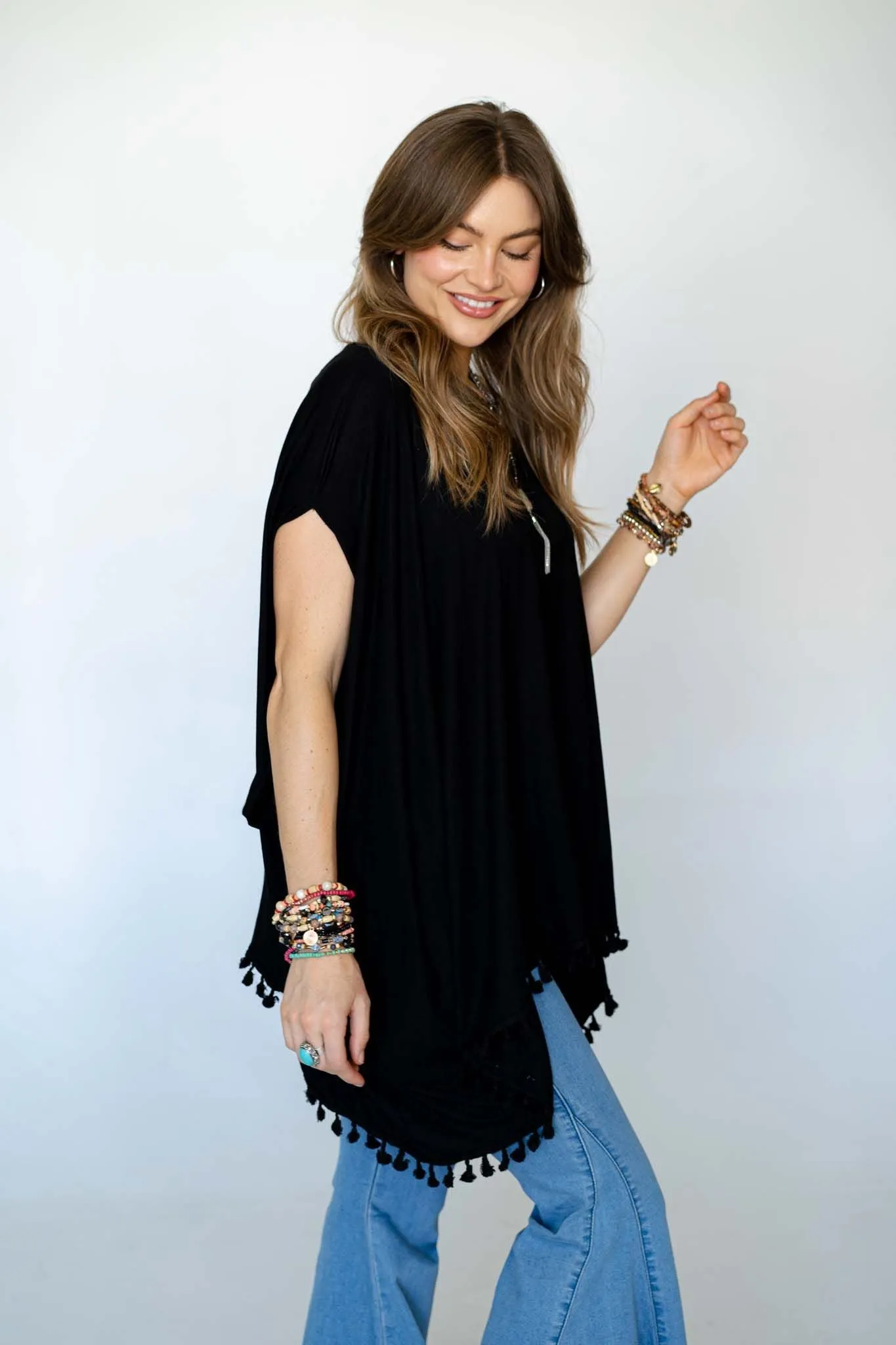 The Wren Tassel Tunic - Black