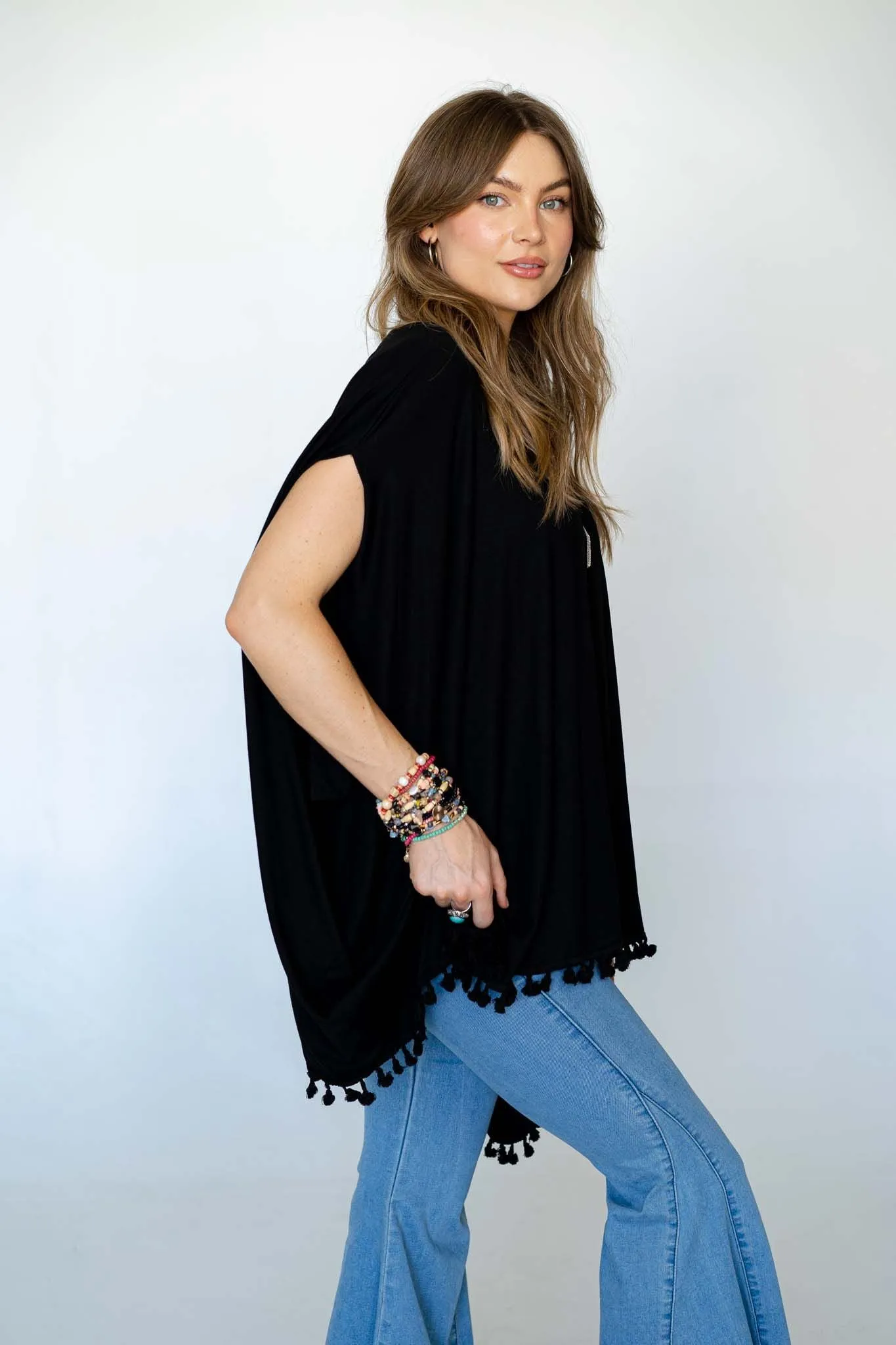 The Wren Tassel Tunic - Black