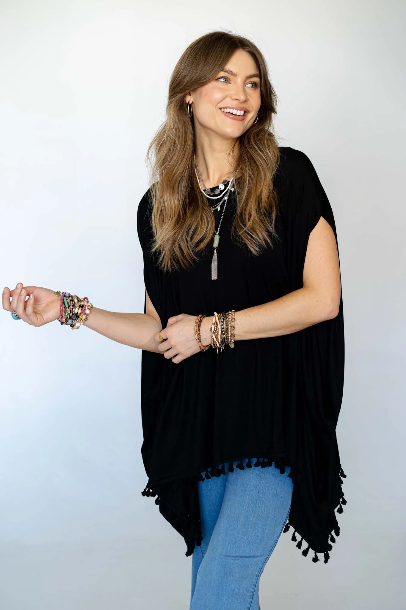 The Wren Tassel Tunic - Black