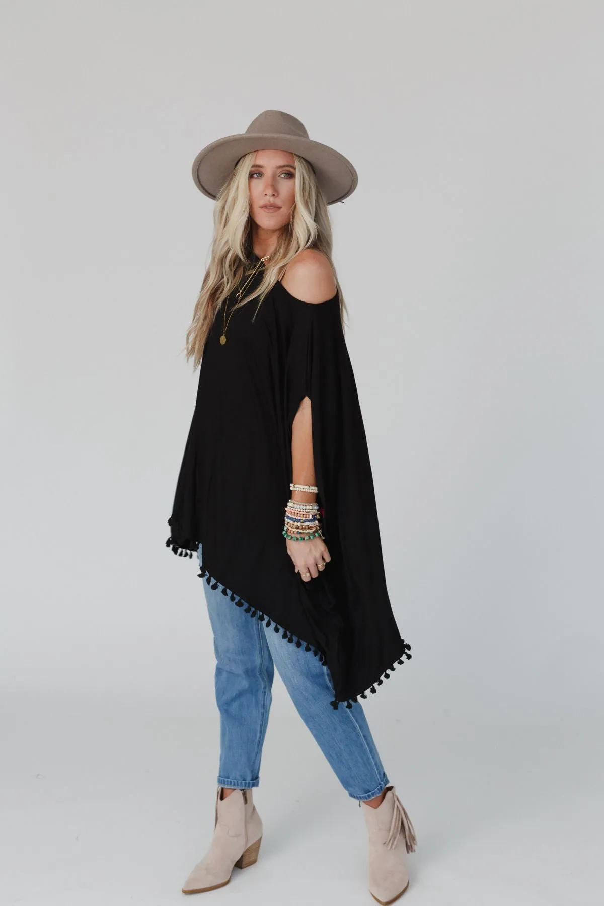 The Wren Tassel Tunic - Black