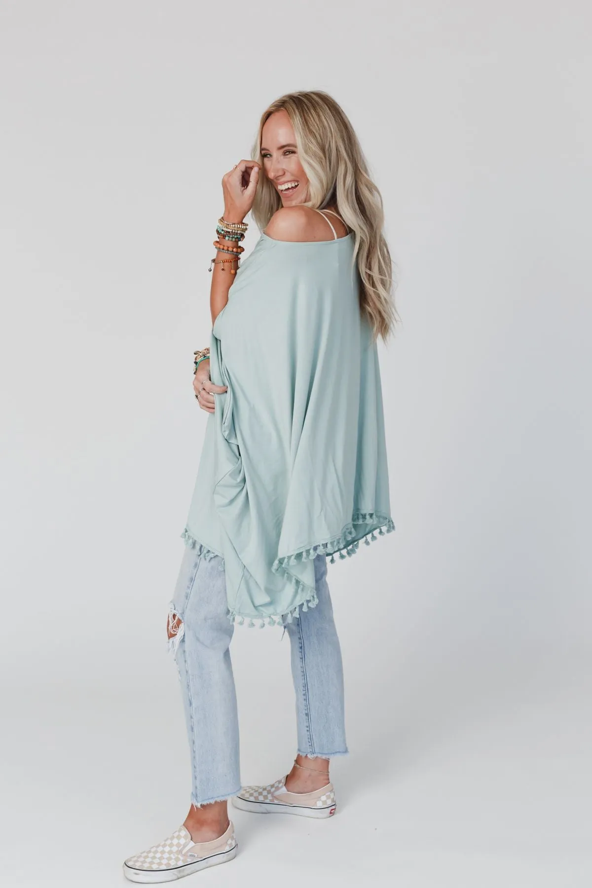 The Wren Tassel Tunic - Seafoam