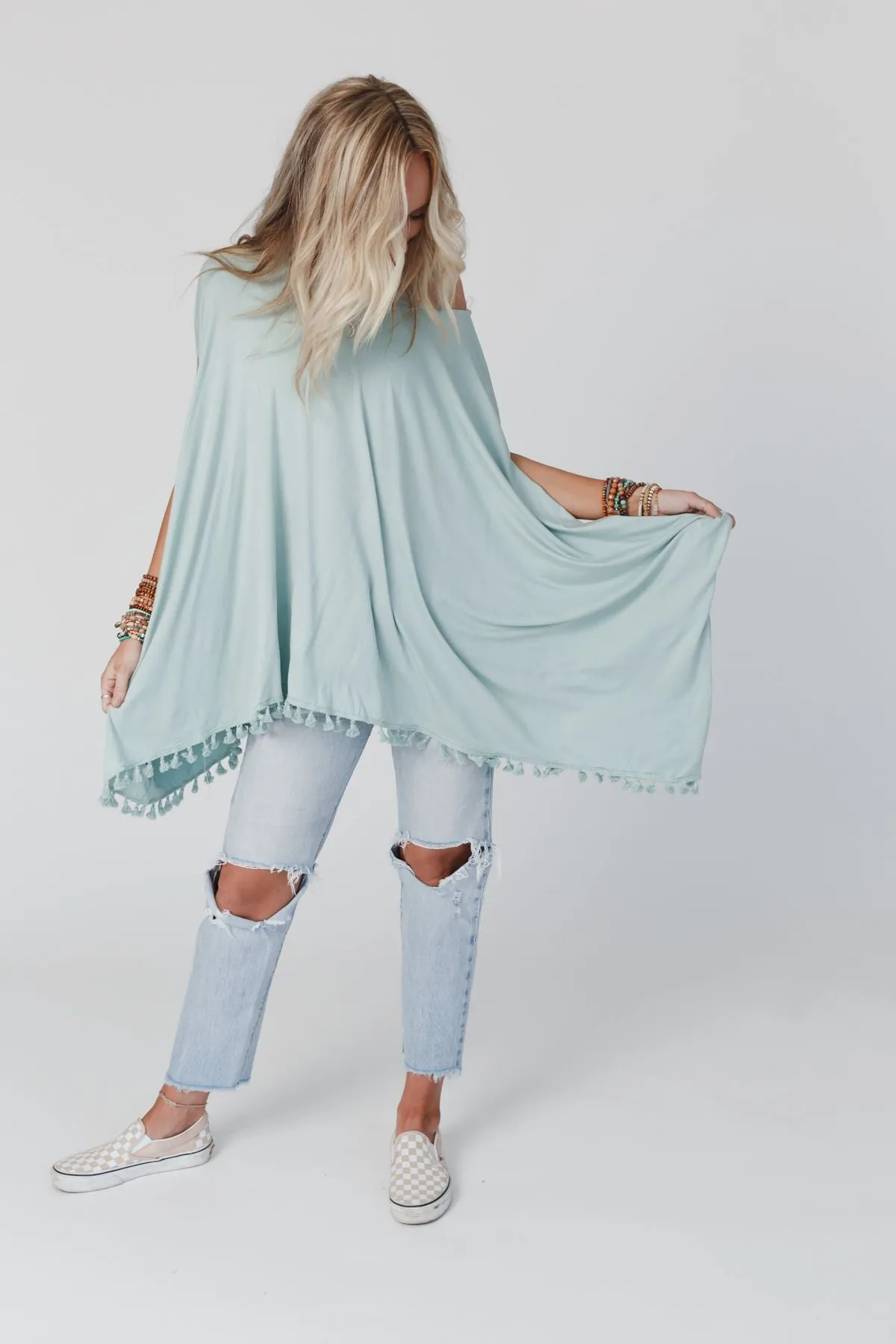 The Wren Tassel Tunic - Seafoam