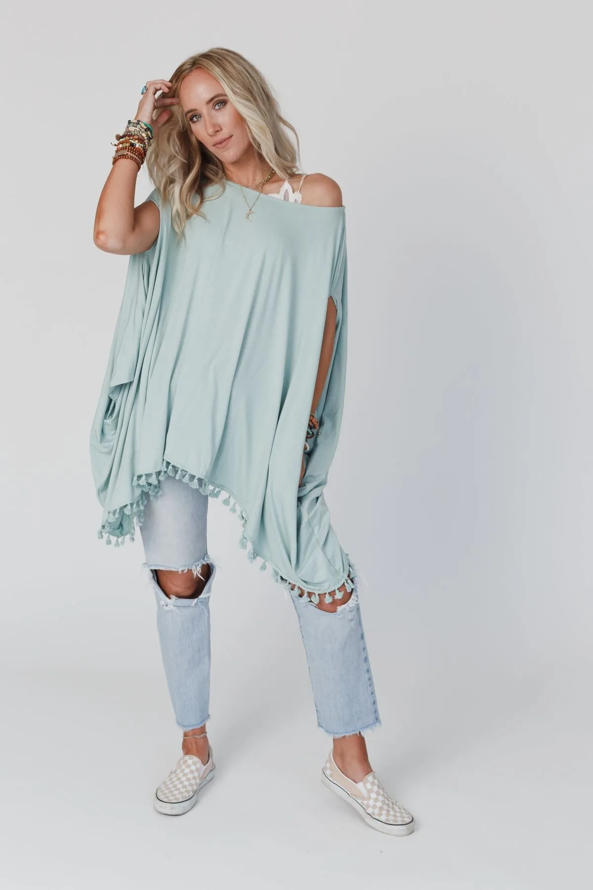 The Wren Tassel Tunic - Seafoam