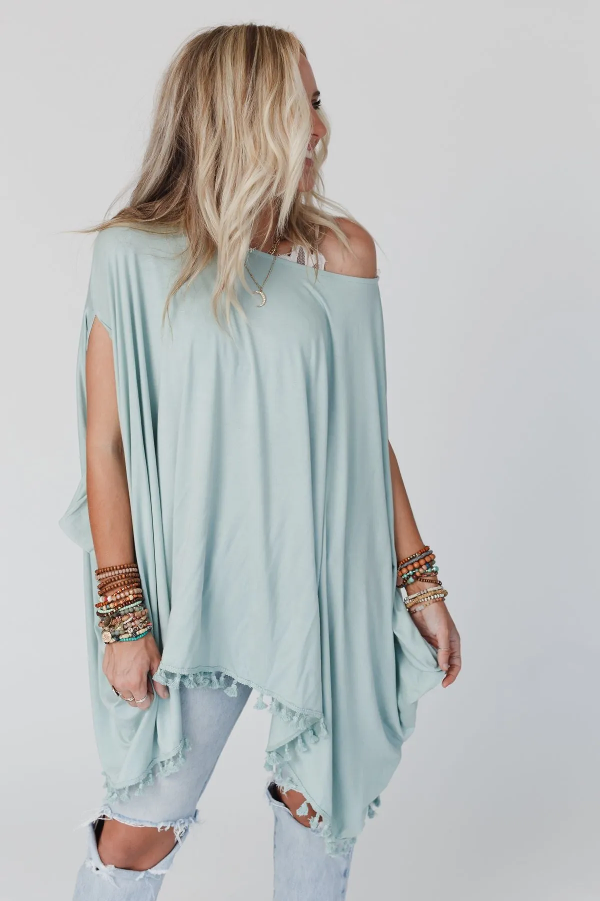 The Wren Tassel Tunic - Seafoam