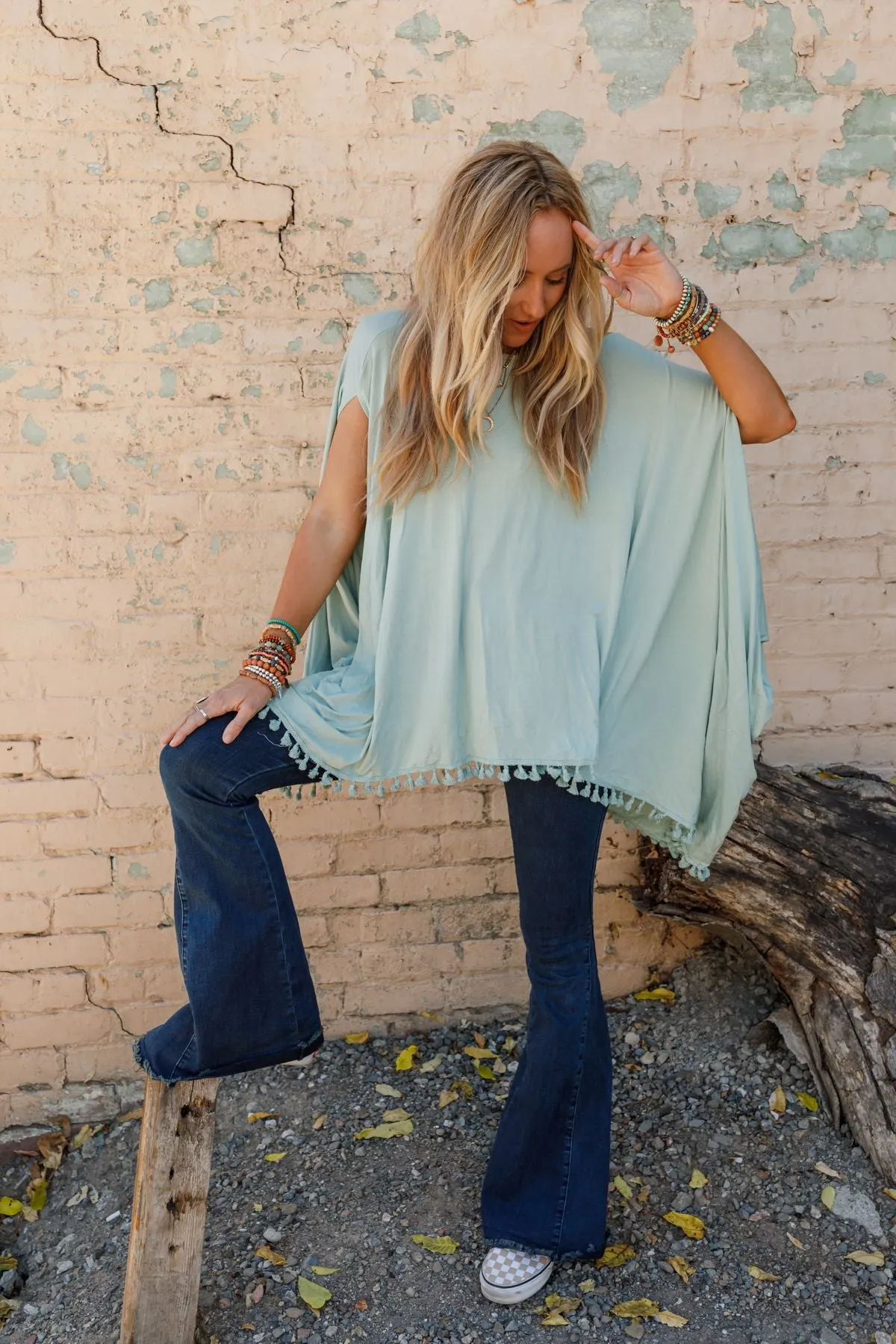 The Wren Tassel Tunic - Seafoam