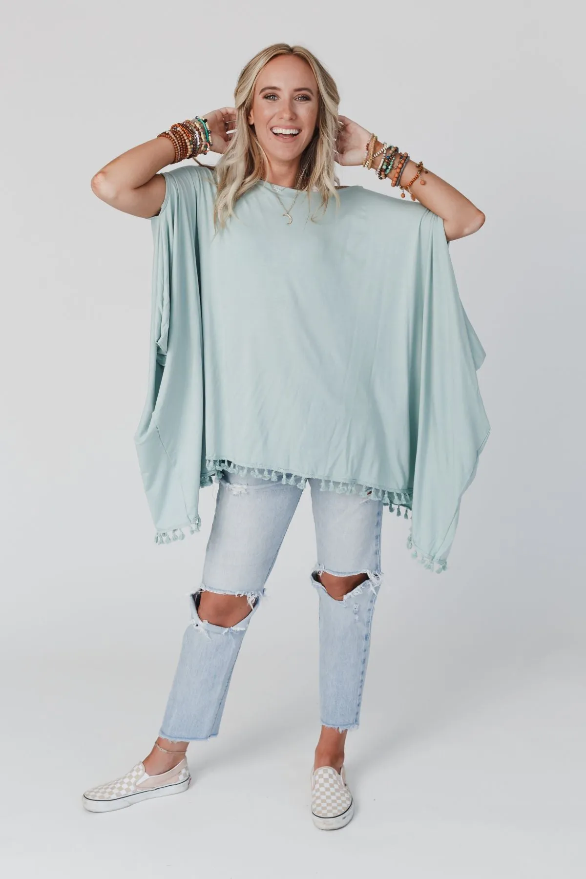 The Wren Tassel Tunic - Seafoam