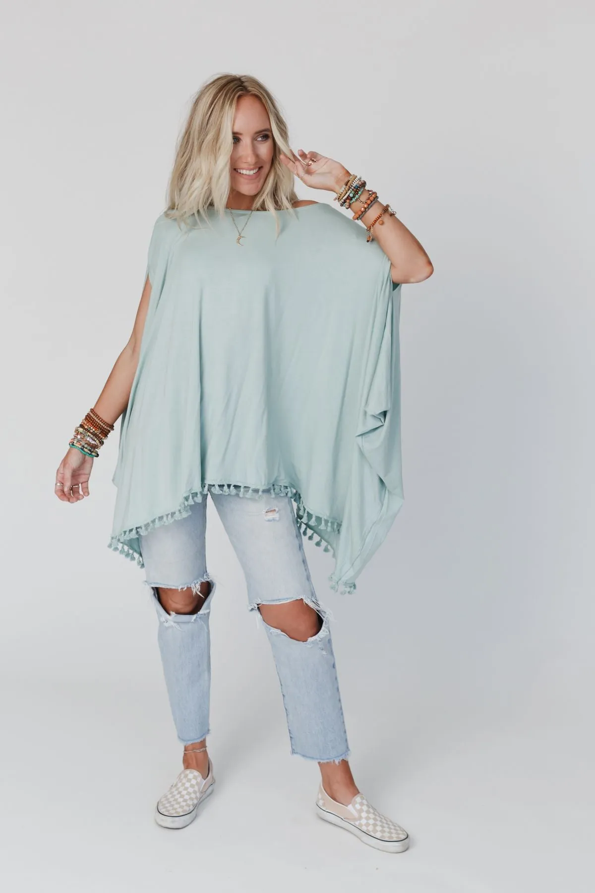 The Wren Tassel Tunic - Seafoam