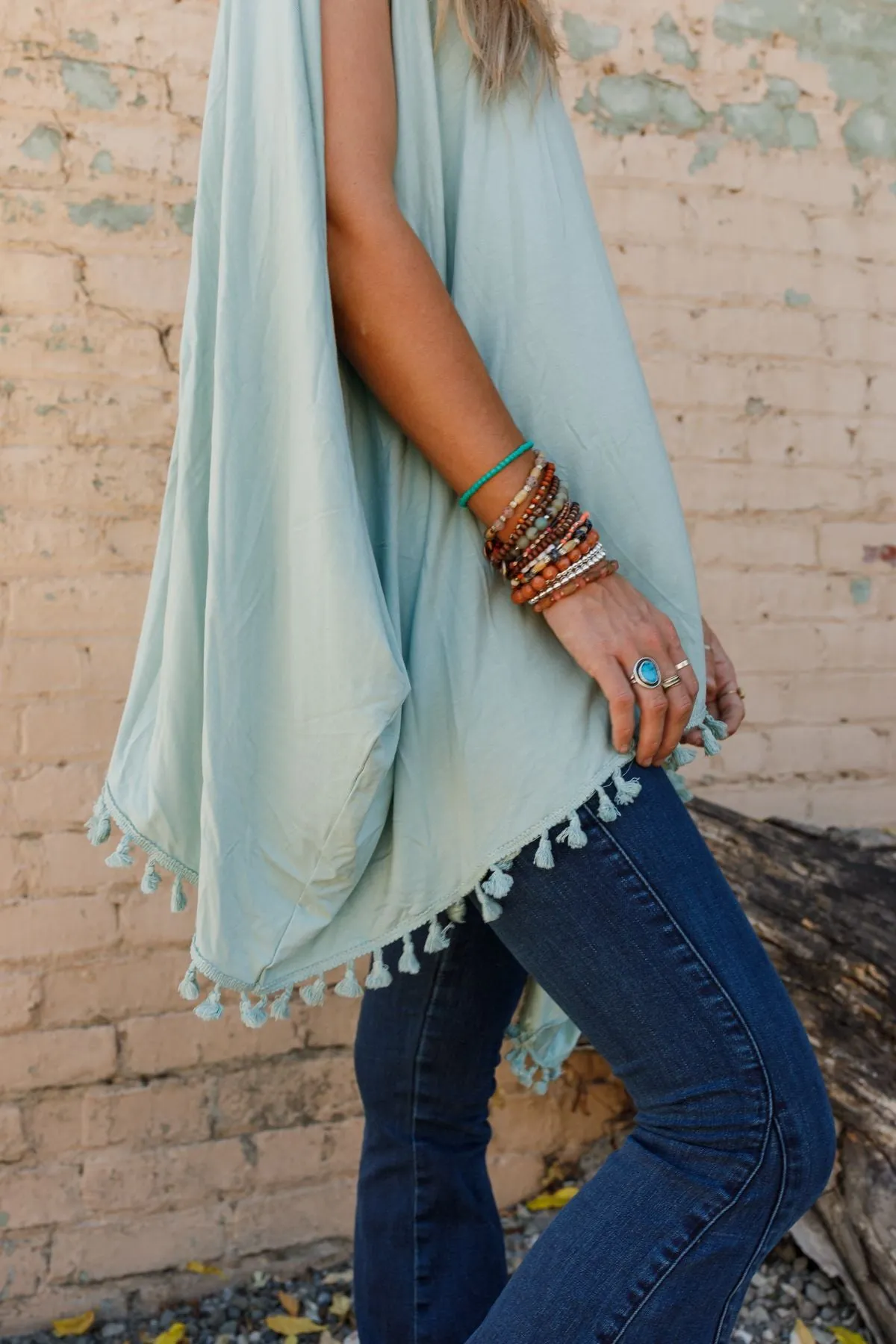 The Wren Tassel Tunic - Seafoam