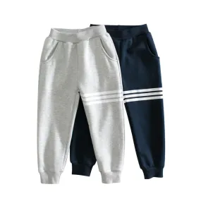 Toddler Kids Boys Solid Color Striped Padded Sports Pants