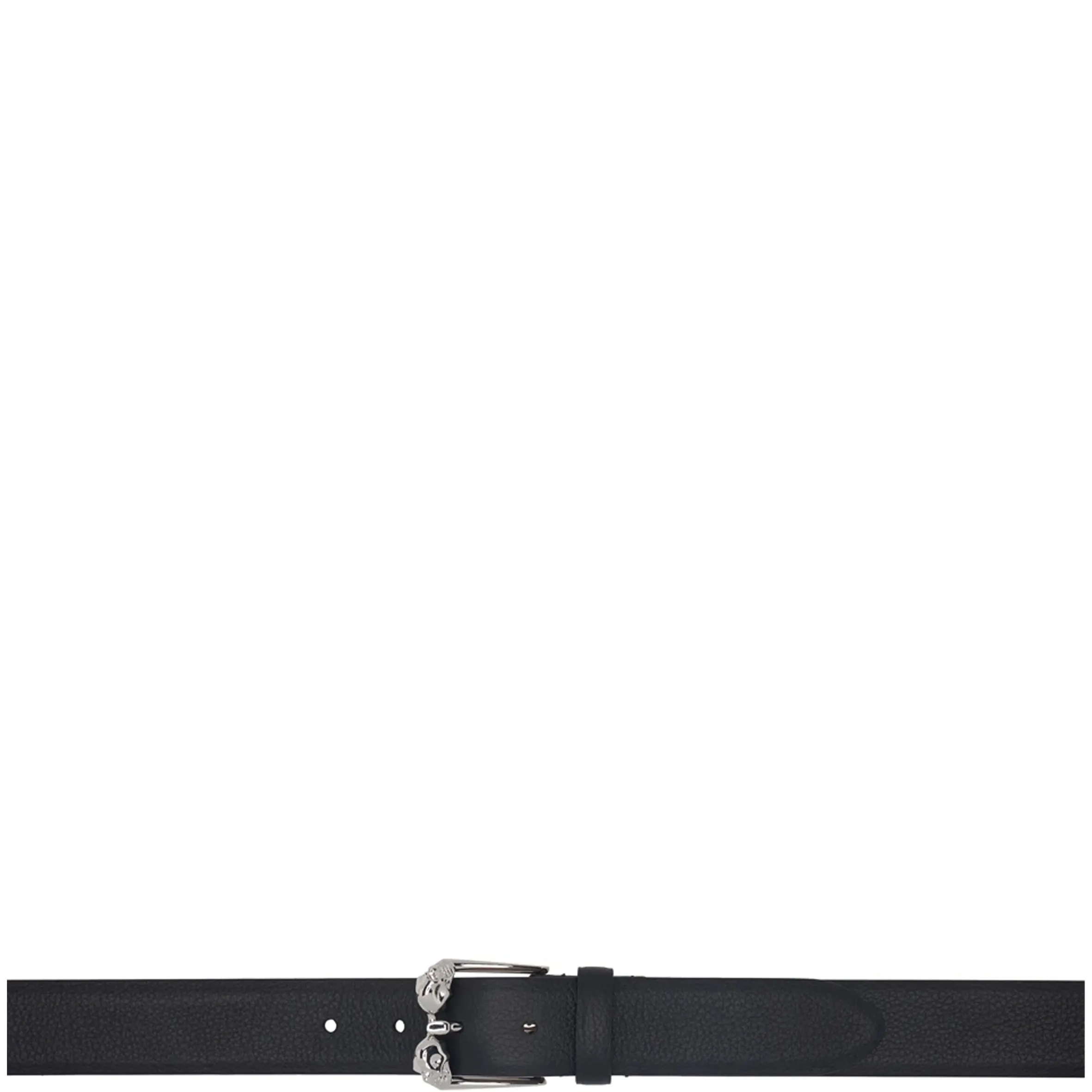 Twin Skull Belt Grained, Black/Silver