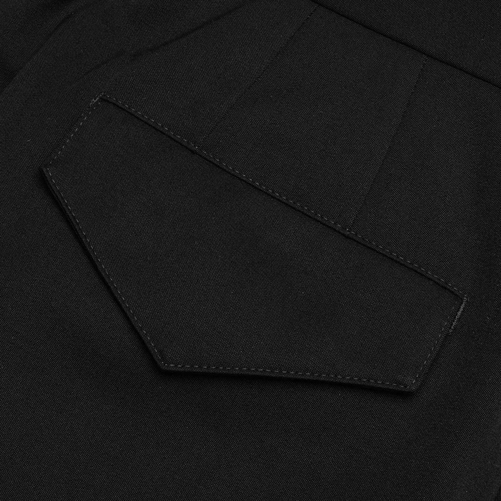 Wide Leg Gabardine Wool Trousers - Black