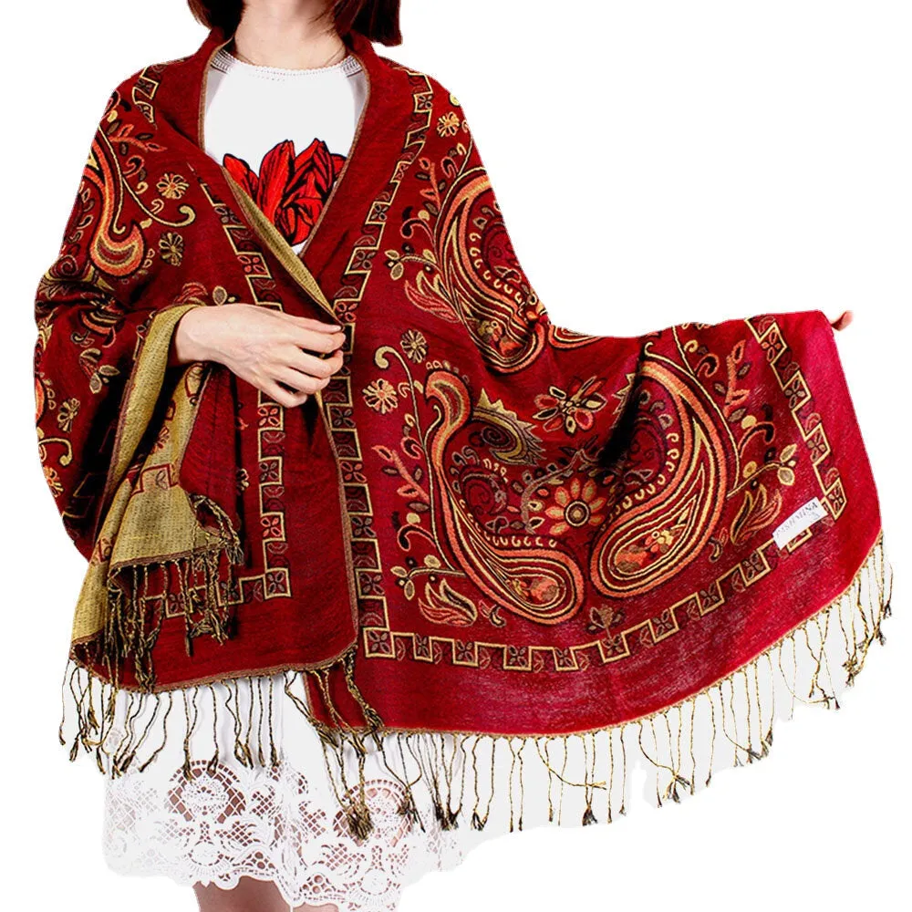 Women Ethnic Style Keep Warm Plus Thick Long Scarf Shawl With Tassel